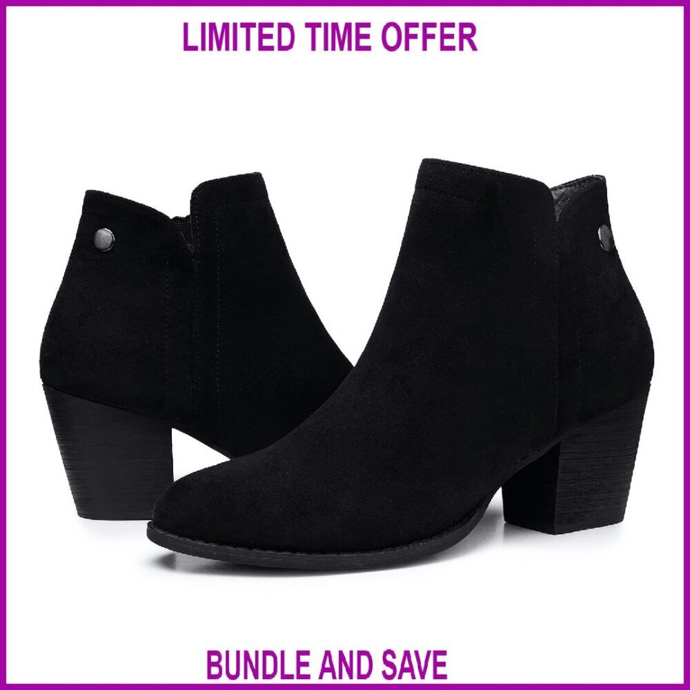Women's Ankle Boots Chunky Low Heel Side Zipper Pointed Toe Fall Winter